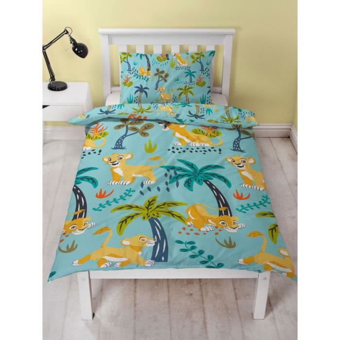 Character World Parure de lit Simple réversible Double Face avec Housse de Couette et taie d'oreiller Assortie Motif Hakuna