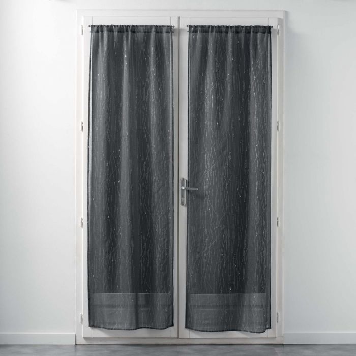 CDaffaires Paire droite passe tringle 2x70x200 cm voile sable applique filiane Anthracite