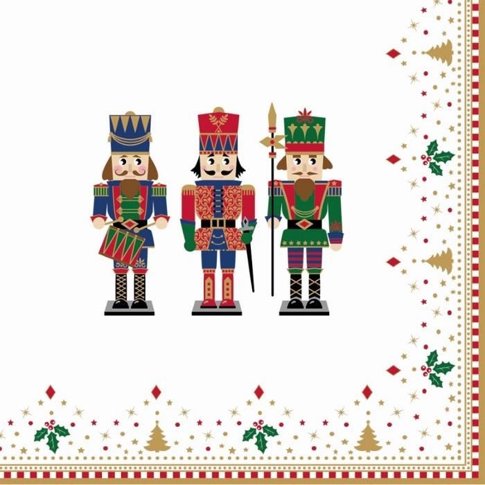 Pack de 20 serviettes en papier 33x33cm nutcracker - Easy Life Multicolore