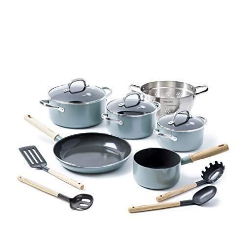 GreenPan Batterie de Cuisine, Convient à l'induction, 13 pièces, Bleu Ciel