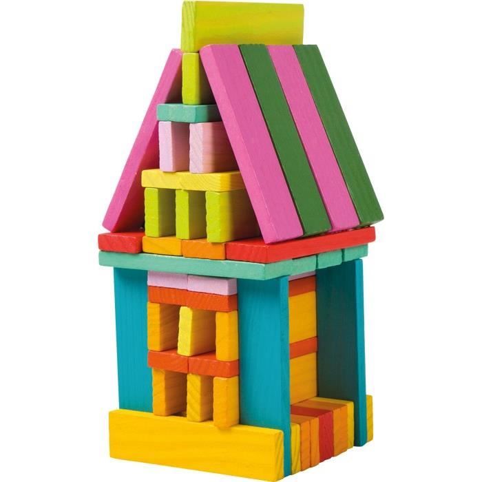 Bloc de construction en bois multicolore