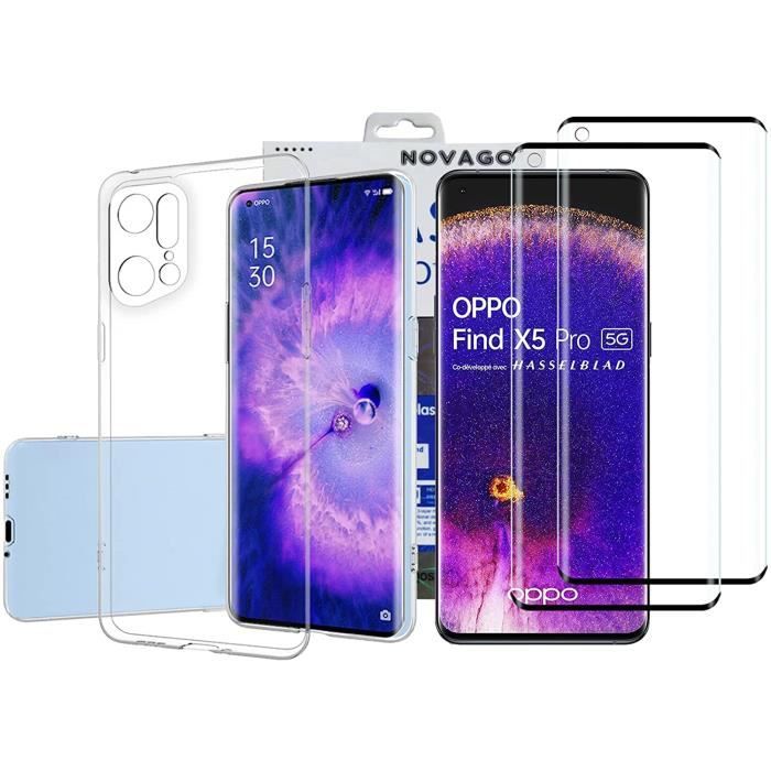 Coque gel pour OPPO Find X5 PRO 5G et 2 protections écran verre trempé incurvées 3D