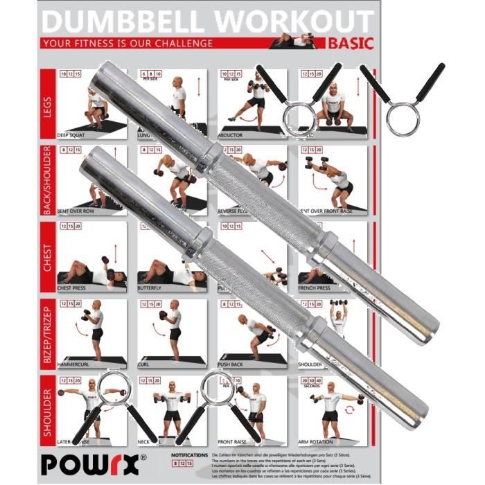 Haltère simple Ø3cm I chromé moleté I Variantes de longueur 35, 38, 40cm Longueur: 380 mm