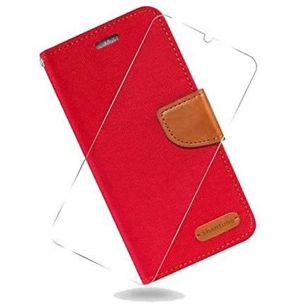 Verre Trempé + Housse à Rabat Portefeuille pour Wiko View 4 Lite,Etui de Protection avec Fonction Support Magnétique Portables