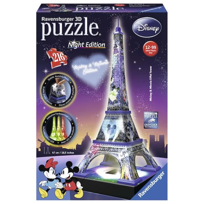 Ravensburger Italy 12520 Disney Classics Tour Eiffel Puzzle 3D Building, Night Edition