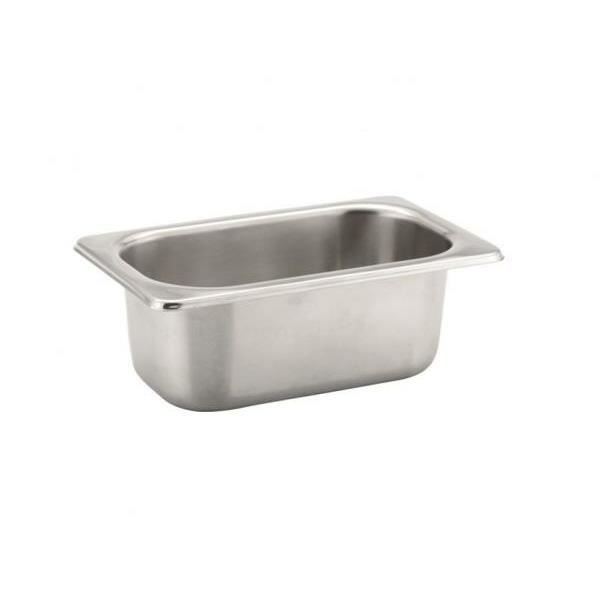 Bac gastronome 1-9 65 mm 0,6 litres en acier inoxydable pour salades et sauces