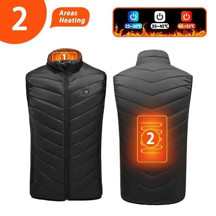 Gilet Chauffant Homme - 9 Zones Chauffantes USB - Sans Manches - Pour Randonnée, Moto, Travail Extérieur - 10