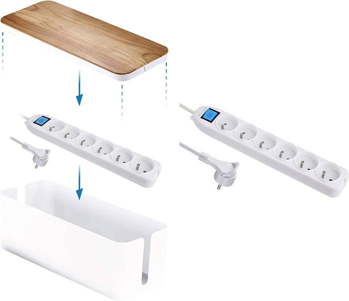 300173 Boîte de Rangement pour câbles + Bloc Multiprise 6 Prises 16A 15 ...