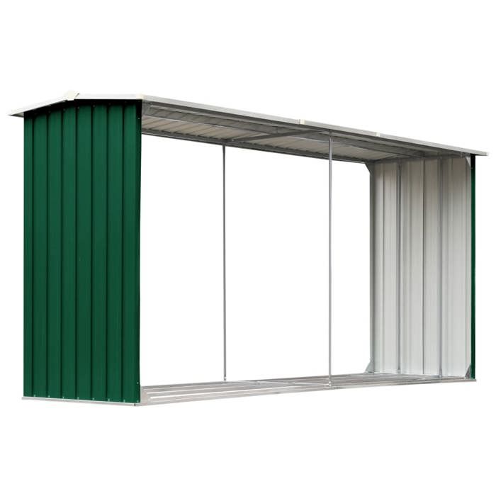 SALE 2025Abri de stockage de bois Acier galvanisé 330x92x153 cm Vert chill933008