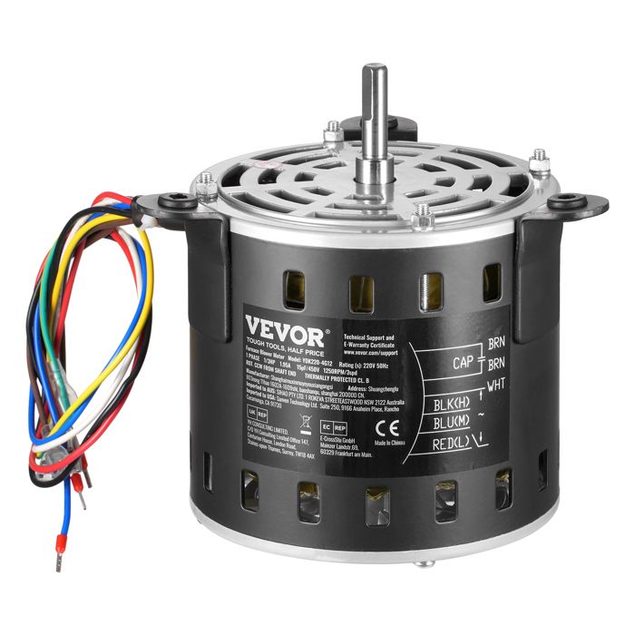 Moteur ventilateur pour four - VEVOR - YDK220-4G12 - 3 vitesses - 1/3 CV - arbre 10x20 mm