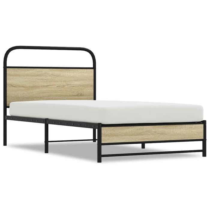 Lit simple Contemporain Cadre de lit sans matelas 90x190cm chêne sonoma bois ingénierie - 1 Place SP15335BED26314161
