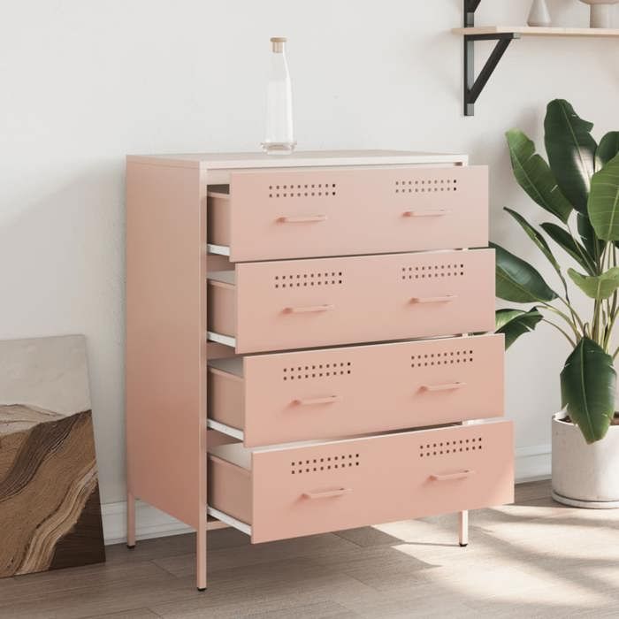 MGH - TOP Buffet de rangement - Cabinet/Commode moderne - rose 68x39x89 cm - acier LV3304