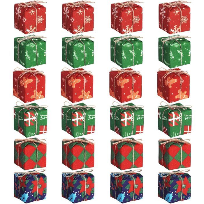 Lot De 24 Décorations De Noël En Bois à Suspendre Pour Décoration De Sapin De Noël, Loisirs Créatifs Pour Noël, Fête à La Maison (Père Noël A