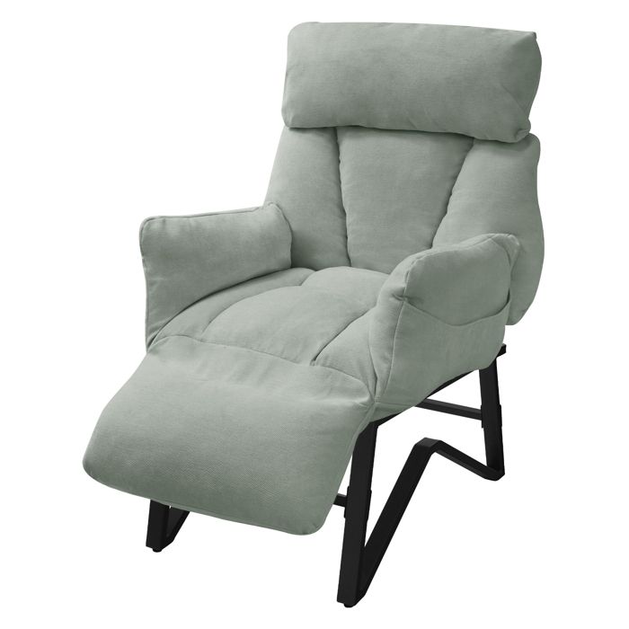 Fauteuil relax de salon - ML-Design - Gris-vert - Inclinable avec repose pied rembourré en lin Fauteuil relax de salon - ML-Design - Gris-vert - Inclinable avec repose pied rembourré en lin