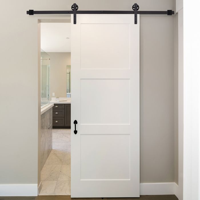 Kit de rail pour porte coulissante quincaillerie grange à porte coulissante en acier au carbone longueur de rail 183 cm café