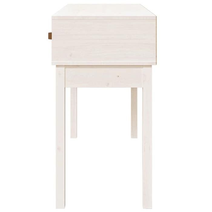 Blanc Table console - CLARENCE - Meuble couloir - Blanc 114x40x75 cm - Bois massif de pin CC685