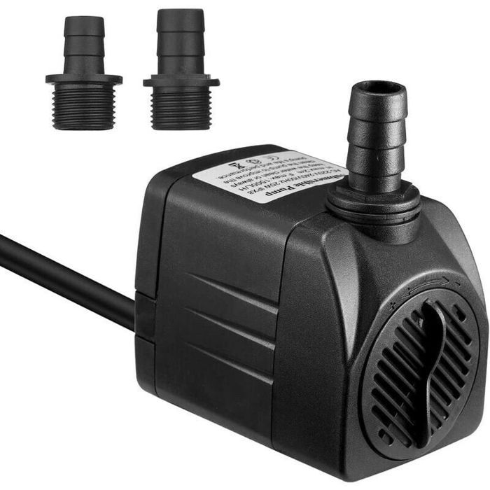 Pompe à Eau Submersible 1500L/H 25W Ultra Silencieuse (48h Combustion à Sec 5 Pieds Cordon 2 Buses) pour Aquarium & Fontaine