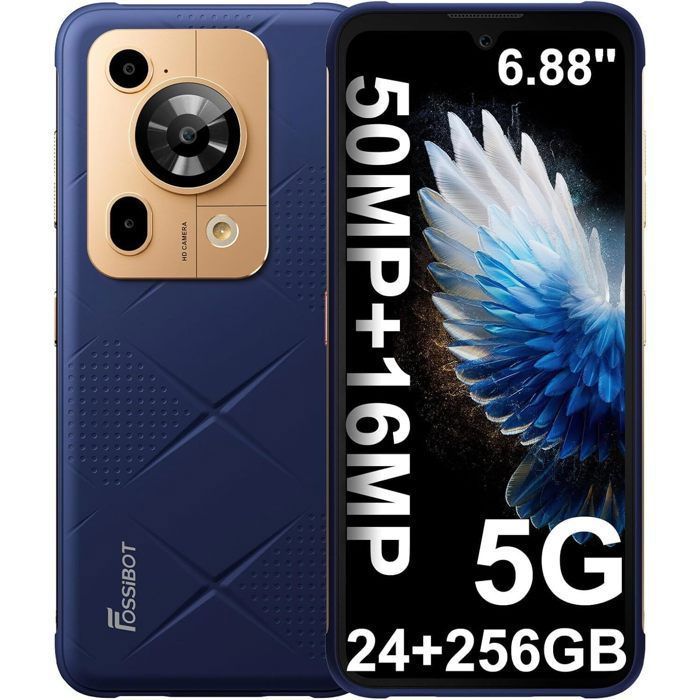 FOSSiBOT F112 Pro — Smartphone incassable 5G 688 120Hz 24Go/256Go 50MP 7150mAh Bleu