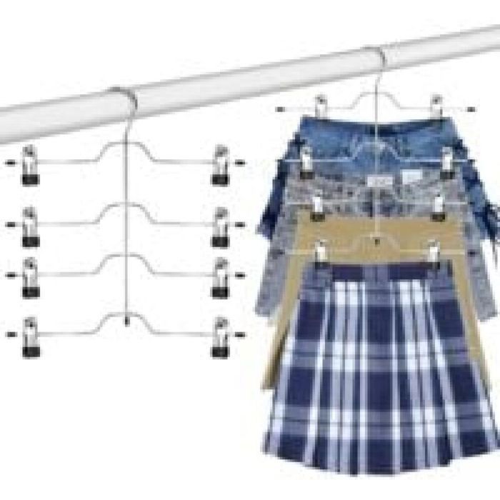 2 Pcs Cintre pour Pantalon avec Pinces Cintre Gain de Place en Métal 4 Niveaux Porte Pantalon Coulissant pour Pantalons Jupes J