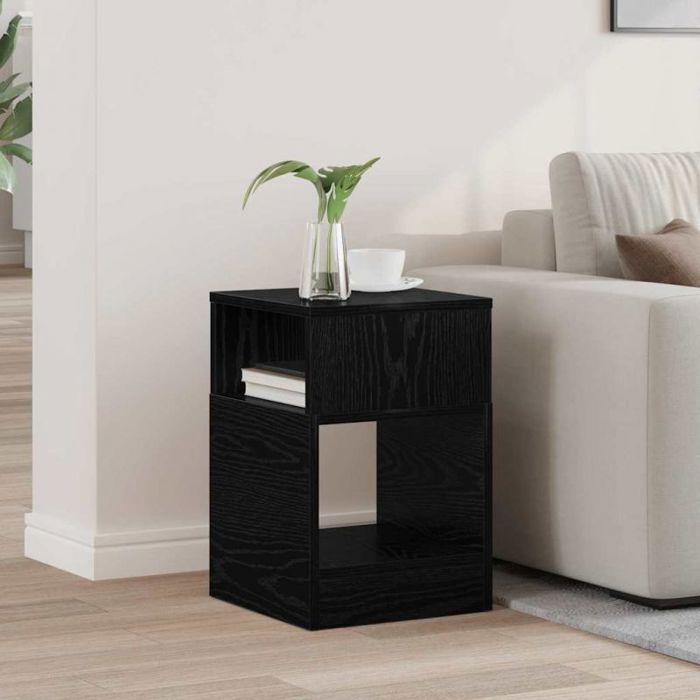 Table dappoint - VIDAXL - Guéridon Chêne noir - Bois dingénierie - 30 5x30x45 cm - Rangements spacieux