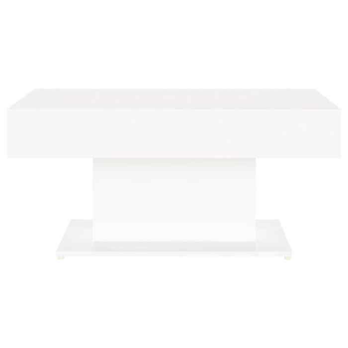 Table basse blanche - MEUBLECHIC - 96x50x45 cm - Bois dingénierie - Blanc - Style classique et contemporain