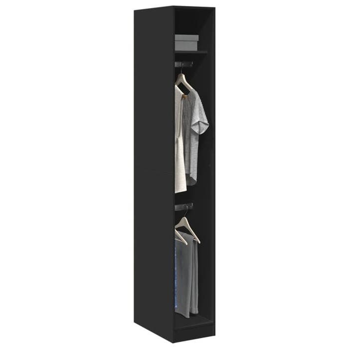 NEW 2026 Garde-robe/ARMORIE HAUTE Pour chambre noir 30x50x200 cm bois dingénierie L4921