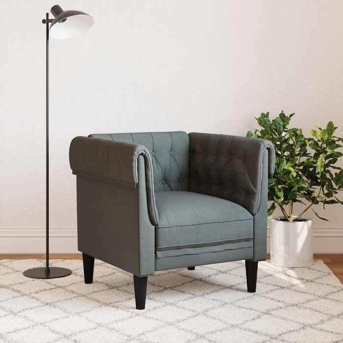 Promo 20261 pcs Fauteuil Chesterfield simple - SARAZYJ - Meuble de salon - gris foncé tissu - S8817444
