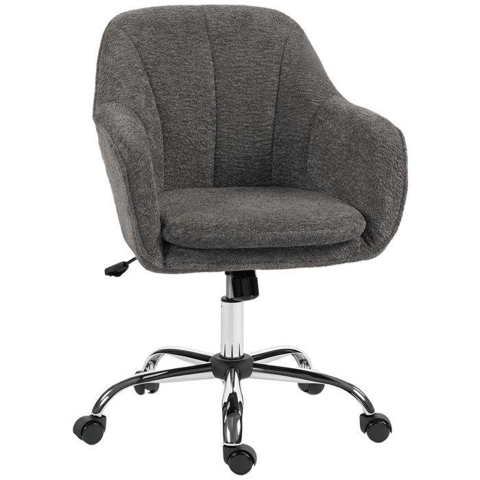 Chaise de bureau - HOMCOM - siège pivotante hauteur réglable et fonction de bascule - flanelle neige - 64x63x96cm - gris Chaise de bureau - HOMCOM - siège pivotante hauteur réglable et fonction de bascule - flanelle neige - 64x63x96cm - gris