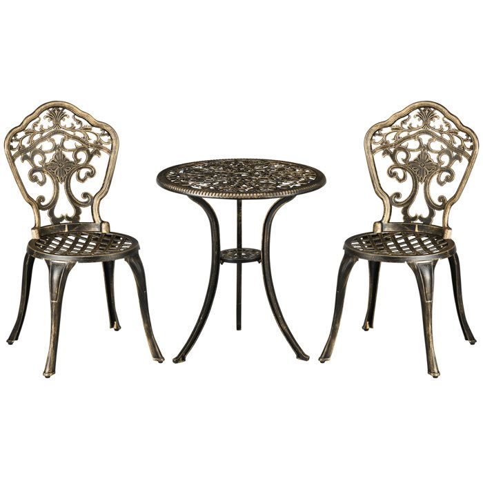 Outsunny - Ensemble de jardin bistro - Aluminium - 39x52x88cm - Bronze