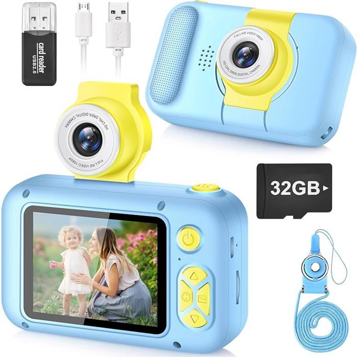 Appareil Photo Instantané Enfant – écran Double, Vidéo 1080p, Impression Sans Encre, 32 Go, 3 Rouleaux – Cadeau 3-12 Ans (rose