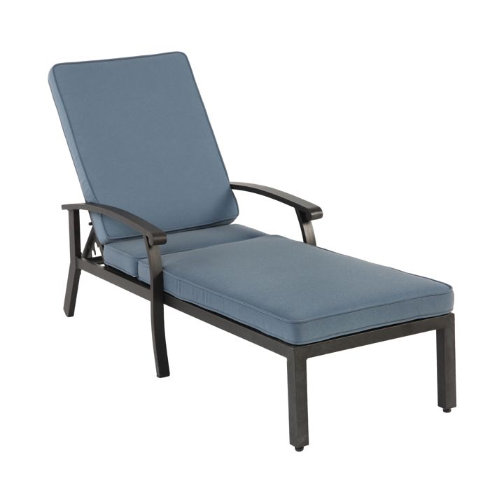 Bain de Soleil - Chaise Longue Jardin Extérieur - Avec Coussin - pour terrasse piscine et plage - 204x58x100cm Bleu