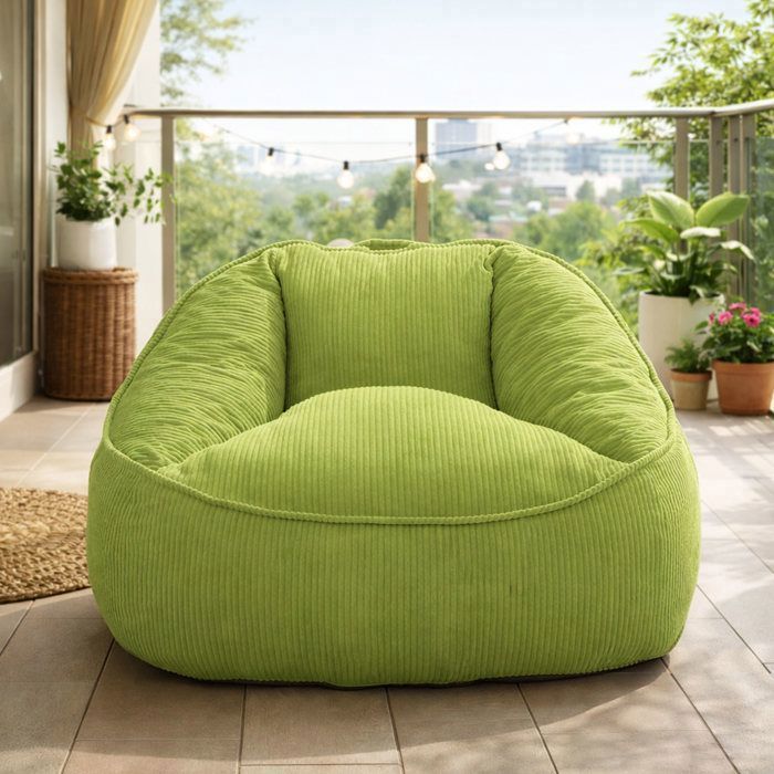 Pouf Poire Confort Premium Ergonomique - Fauteuil Relax avec Dossier Soutien Dos Salon Chambre - Vert olive