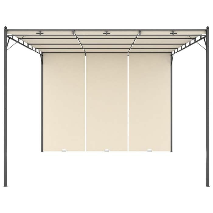 Crème Pergola/Pavillon pour Fête - BKM - Belvédère de jardin avec rideau latéral 4x3x2 - 25 m Crème_0801085