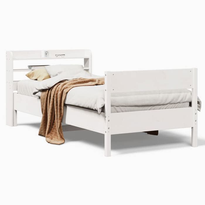 VENTE-FLASH Cadre de lit CHAMBRE - sans matelas - blanc 90x190 cm - bois de pin massif(88323306949)VIDAXL