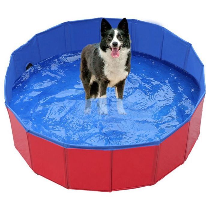 Piscine pliable pour chiens - Piscine portable pour enfants baignoire piscine extérieure pour petits et grands chiens rouge