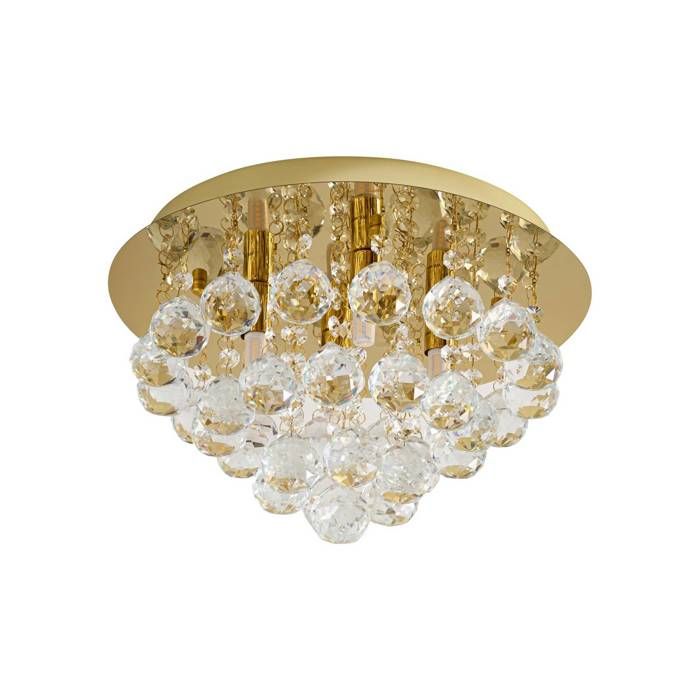 Plafonnier - Lindby - lampe de plafond - Cristal - doré