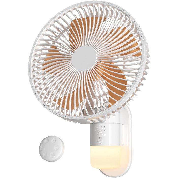Ventilateur Mural 26 Cm Avec Éclairage Et Télécommande Silencieux 30