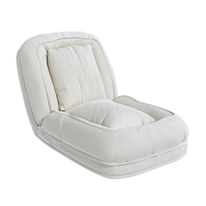Chauffeuse Pliante en Velours Côtelé - Canape Lit - Dossier Reglable 5 Positions - avec 2 Coussins - Salon et Chambre - Blanc