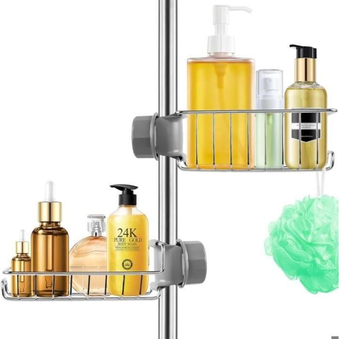 Étagère douche sans perçage 2 pièces - À suspendre en INOX