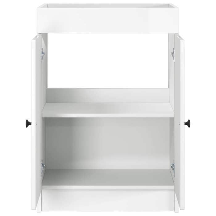 Armoire sous évier de salle de bain - COCO - bois dingénierie - blanc brillant - 56x375x81 cm&77569