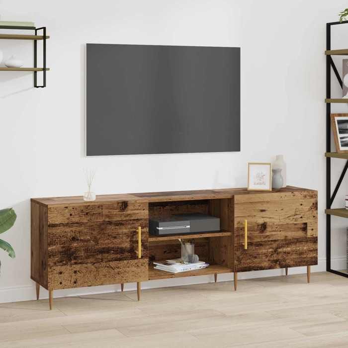 Meuble HIFI - Meuble TV Bois Ancien 150 x 30 x 50 cm avec rangement multimédia pour Salon 157653