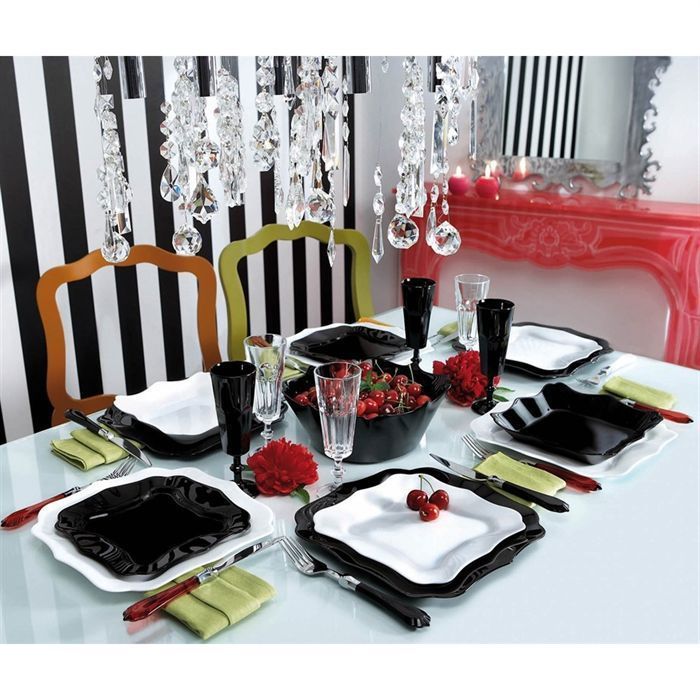Luminarc Authentic Noir Blanc Service 19 Piece Achat Vente
