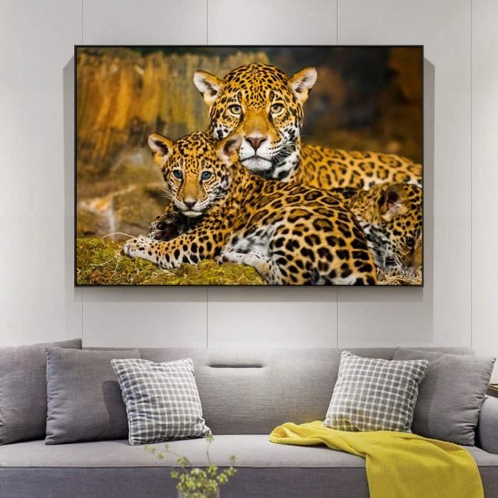 Jaguar Sauvage Famille Toile Peinture Bébé Animaux Affiches Et