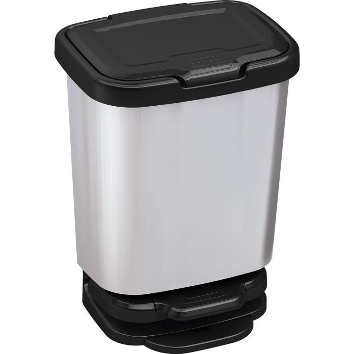 Poubelle à Pédale 60L Anthracite - Design Fin Et Gain De Place - Couvercle Noir, Sans BPA - Pour Cuisine, Bureau, Salle De Bain
