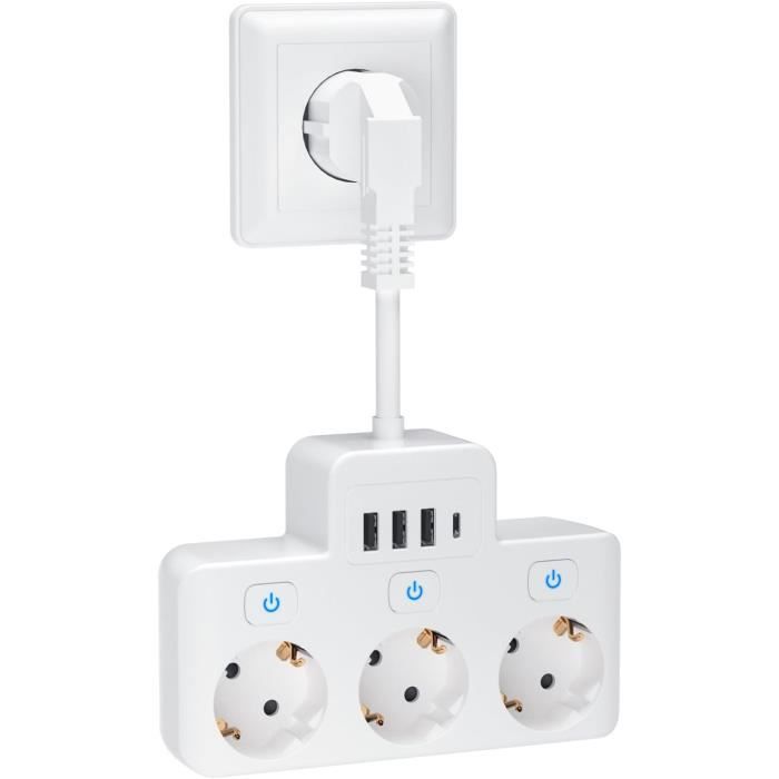 Xtricity 3-70624 Multiprise Murale 3 Prises et 2 USB 2.4A Blanc main image 1