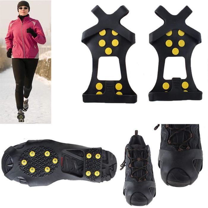 Crampons Antidérapants Pour Chaussures - Lot De 2 Avec 20 Pointes De Rechange, Pour Glace Et Neige, Unisexe