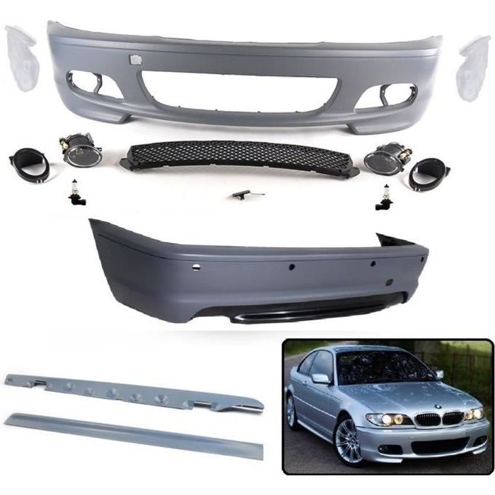 KIT CARROSSERIE M2 PARE CHOC AVANT ARRIERE AVEC PDC BAS DE CAISSE BMW SERIE 3 E46 COUPE PHASE 1 ET 2