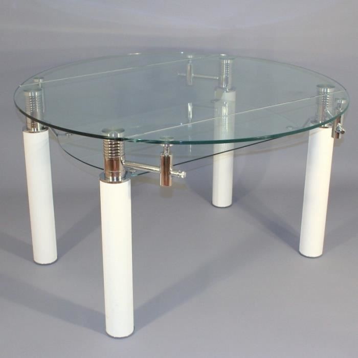Max Table Ronde Extensible Verre Et Blanc O130cm Achat Vente