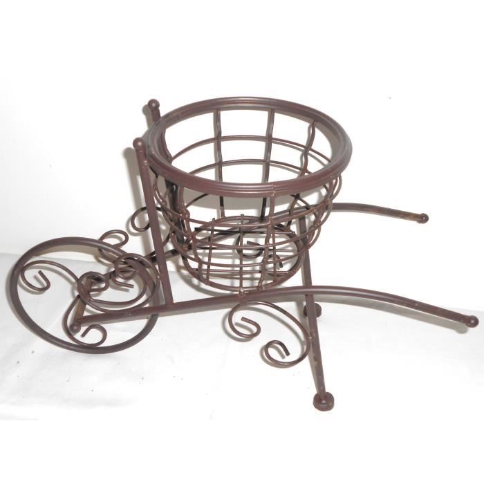 Chariot Porte Plante Fer Forge Patine 27x45x18 Cm Achat Vente