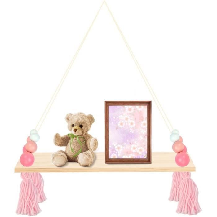 Étagère Murale Suspendue En Bois Rustique Avec Corde - Lot De 1 - Style Bohème Naturel